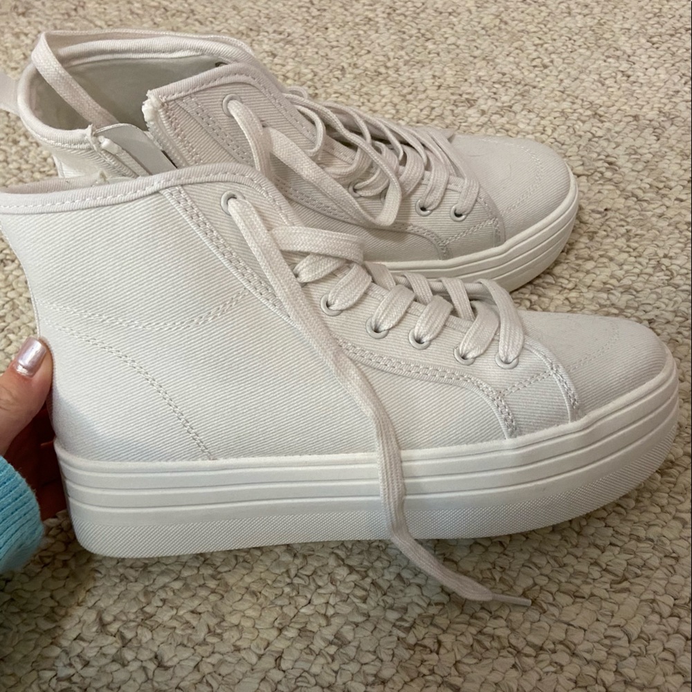 Platform White Hightop Sneakers